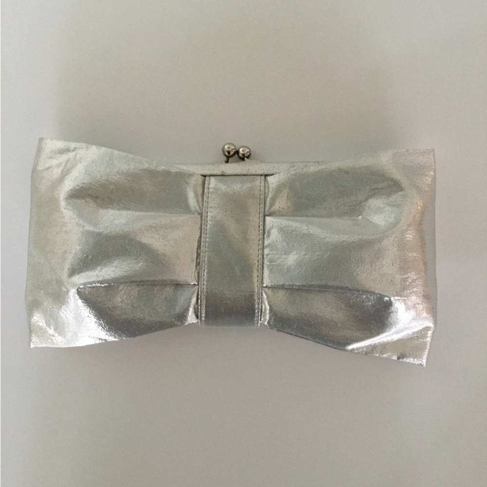 Kate Landry Silver Satin clutch. Barely used perfect condition inside and out